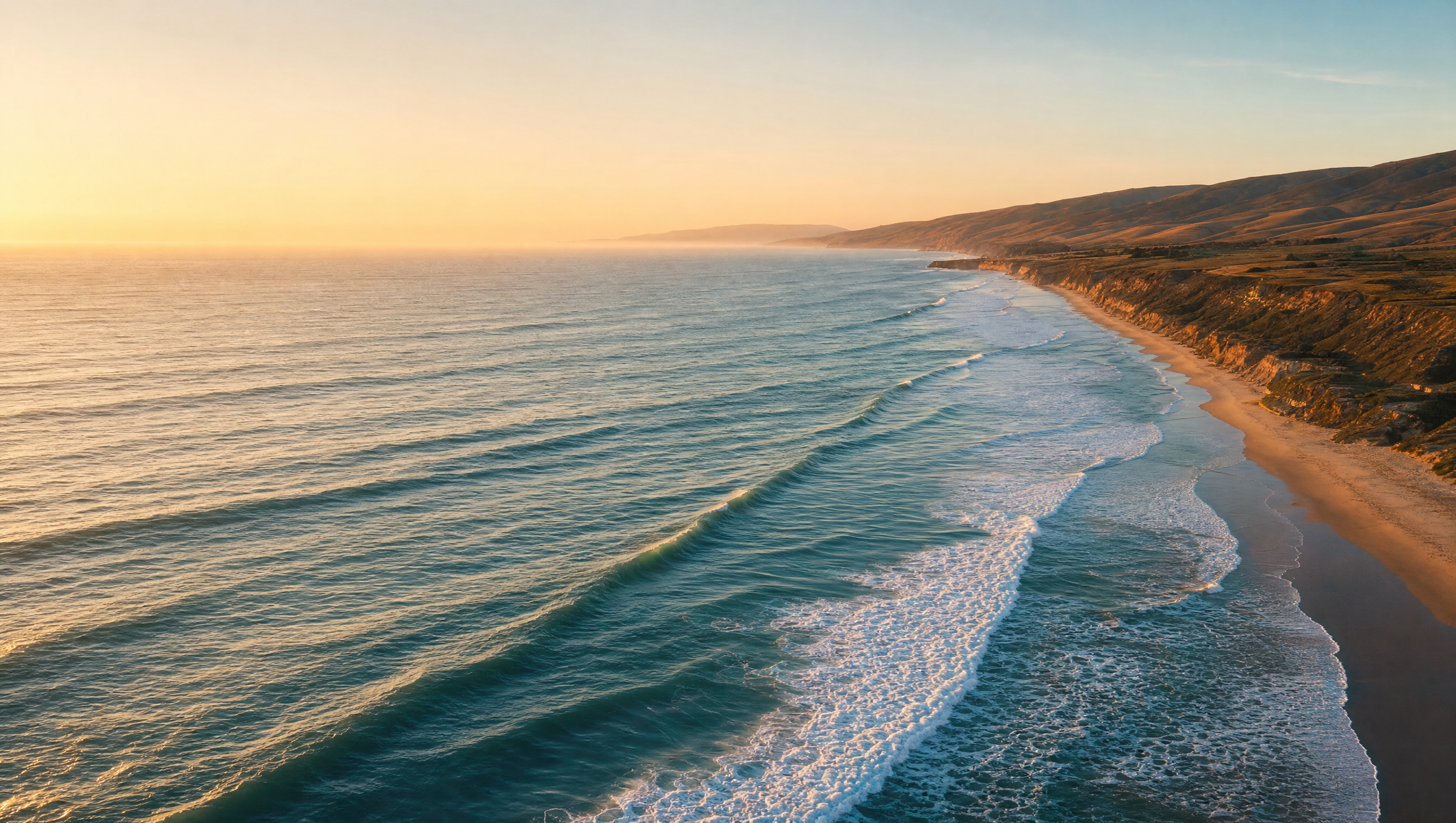 Pacific coastline at golden hour